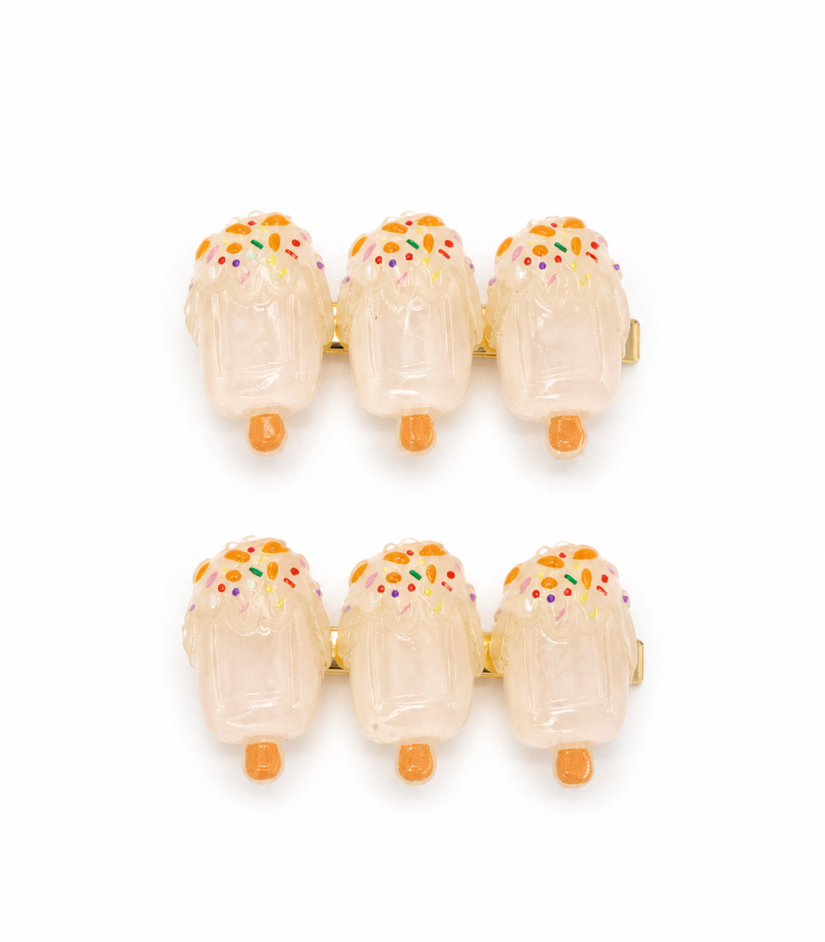 Milky Sprinkle Iced Pop Trio Clip Pair on a white background