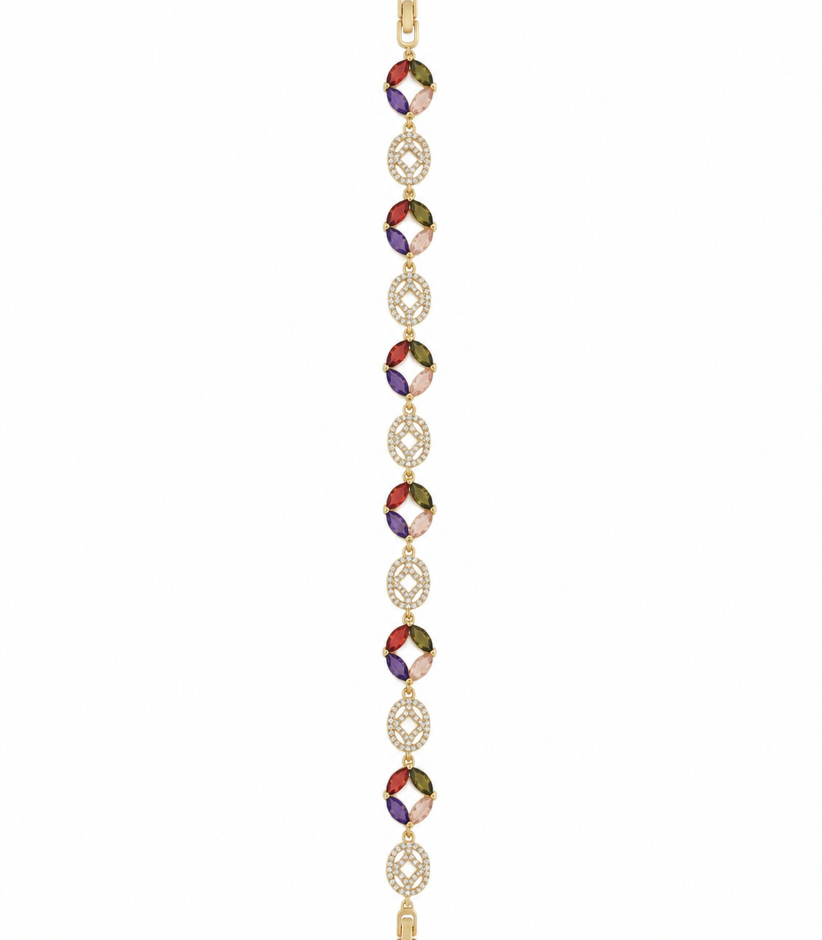 Multicolor Marquise Medallion Link Bracelet on white background