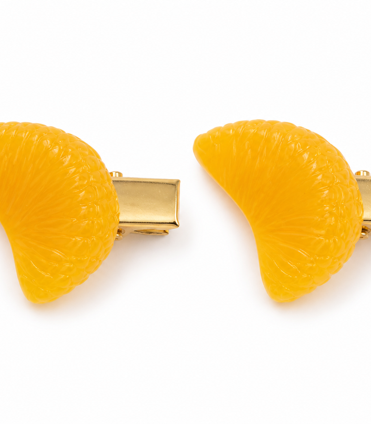 Orange Segment Barrette Pair on white background