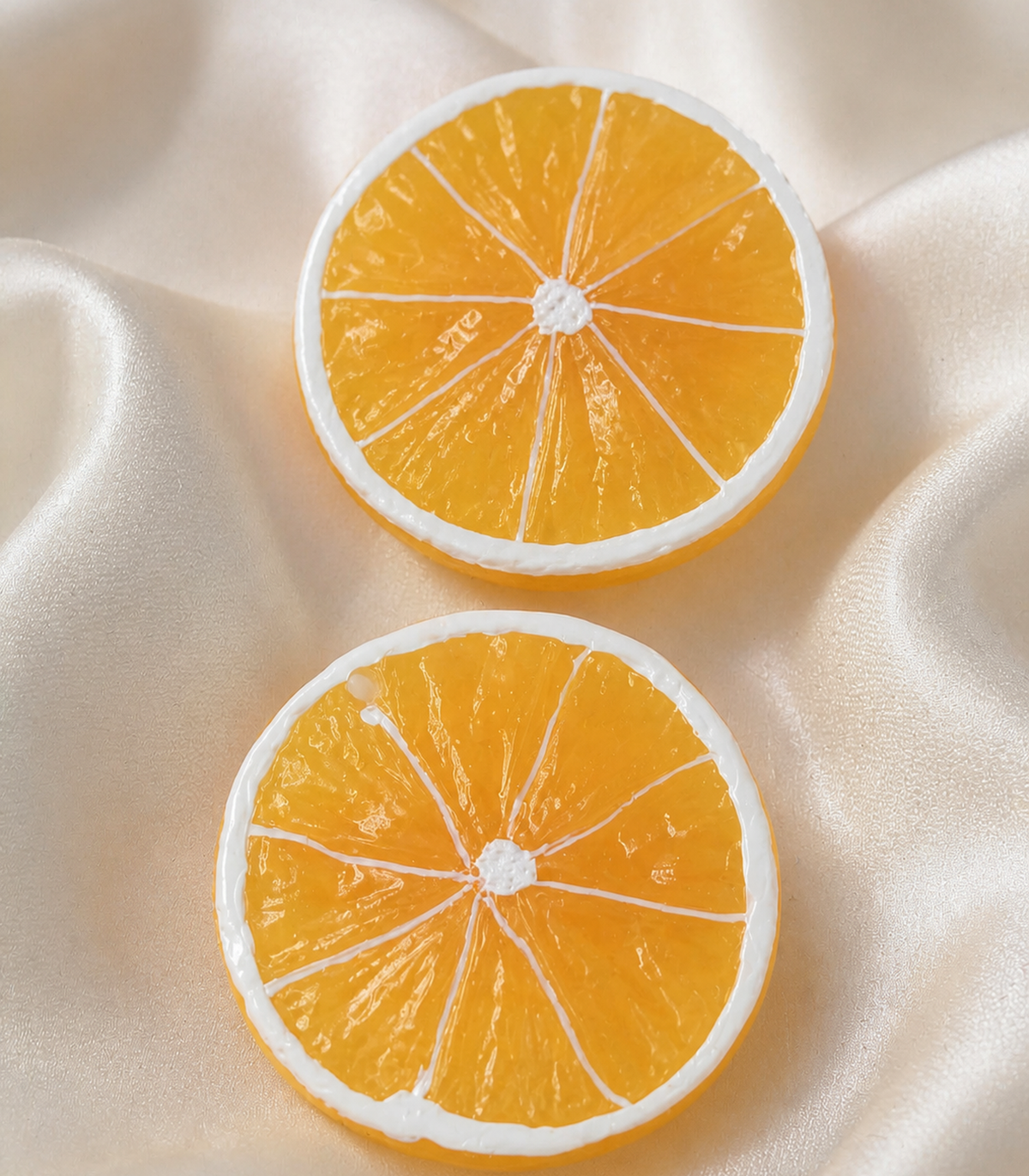 Orange Slice Barrette Pair close-up view