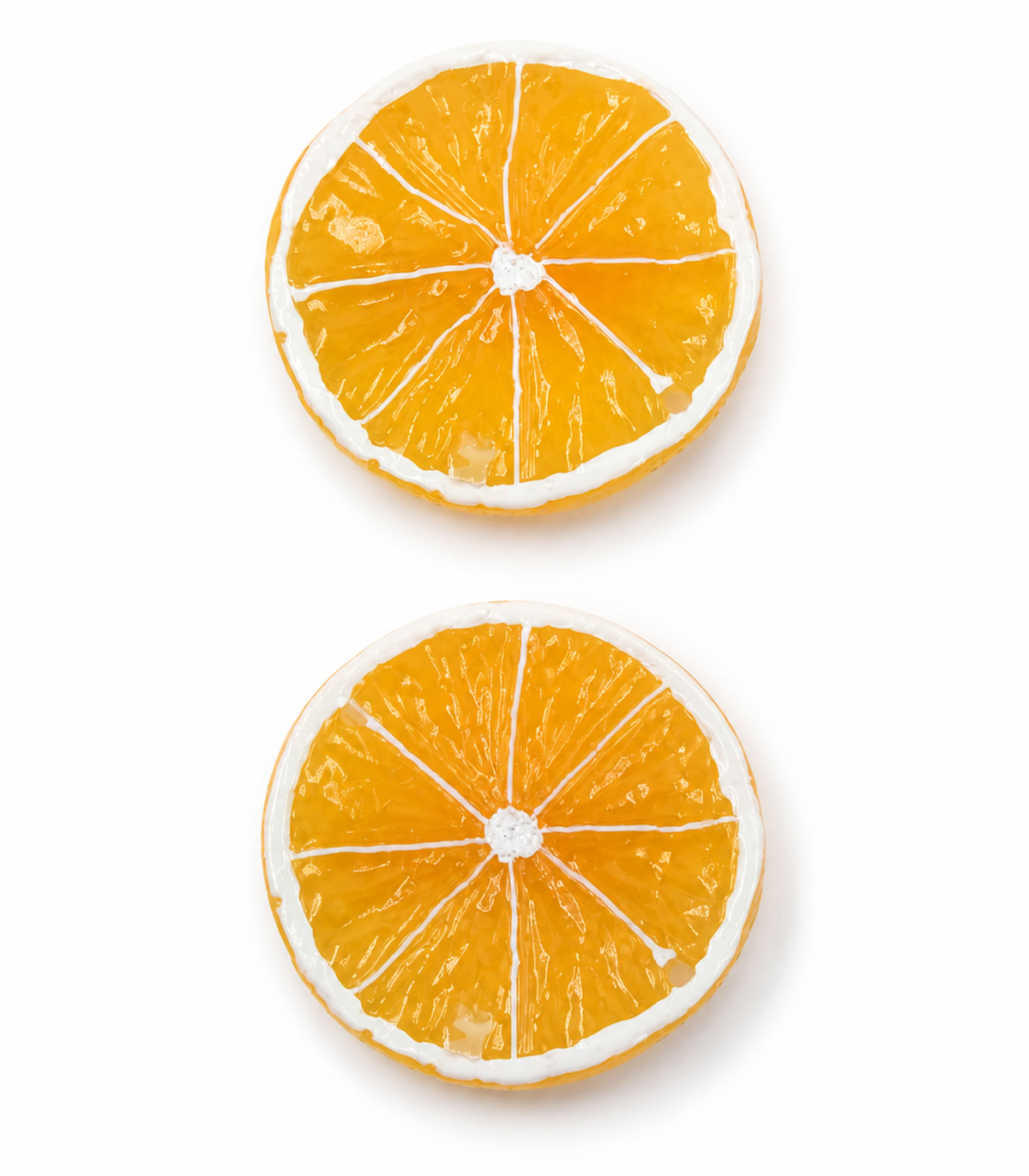 Orange Slice Barrette Pair on white background