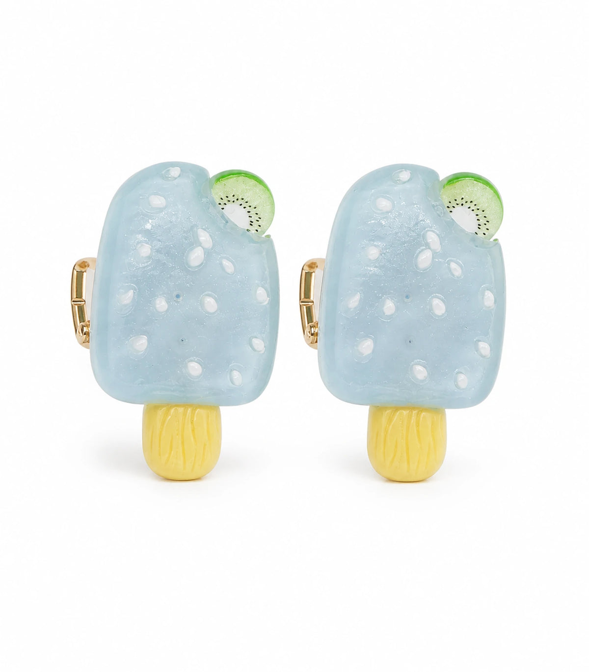 Pale Blue Kiwi Popsicle Clip Pair on a clean white background