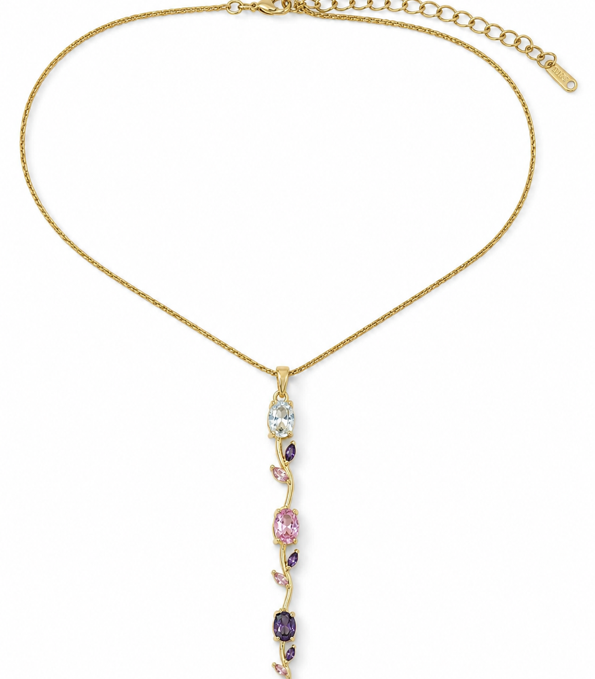 Pastel Leaf Vine Pendant Necklace on white background