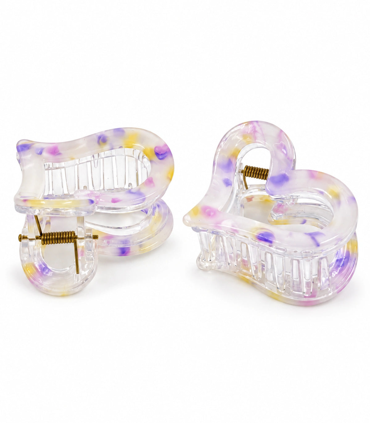 JIMIKI Marbled Heart Hair Claw Clips in Pastel Multicolor, white background product view #color_pastel multicolor
