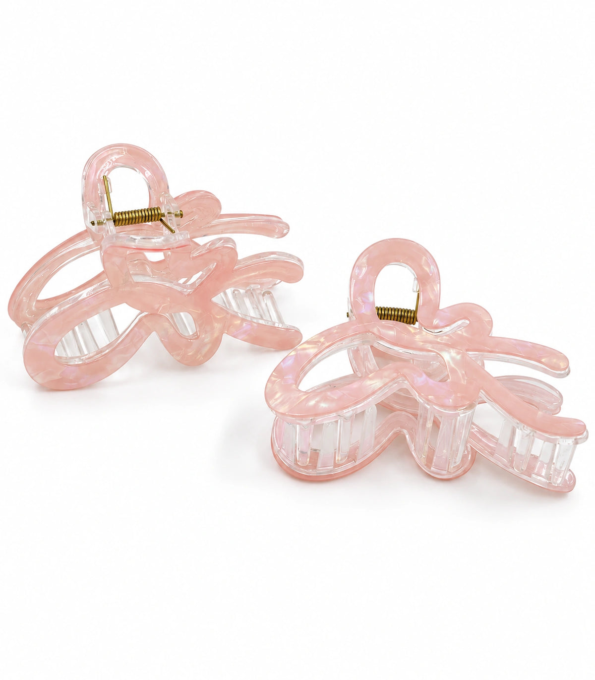 JIMIKI Iridescent Butterfly Hair Claw Clips in Peach, white background product view #color_peach