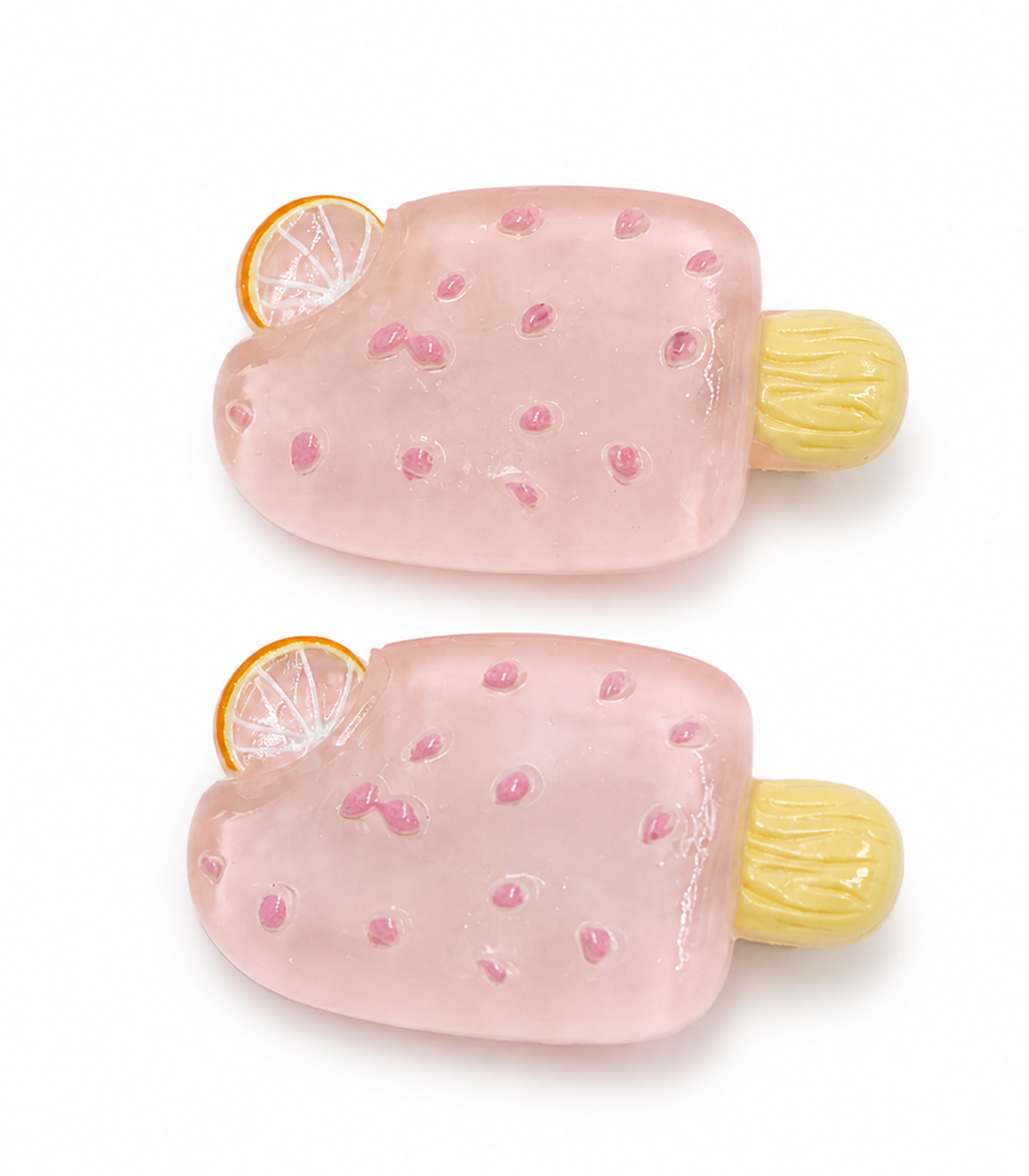 Pink Citrus Ice Pop Barrette Pair on white background