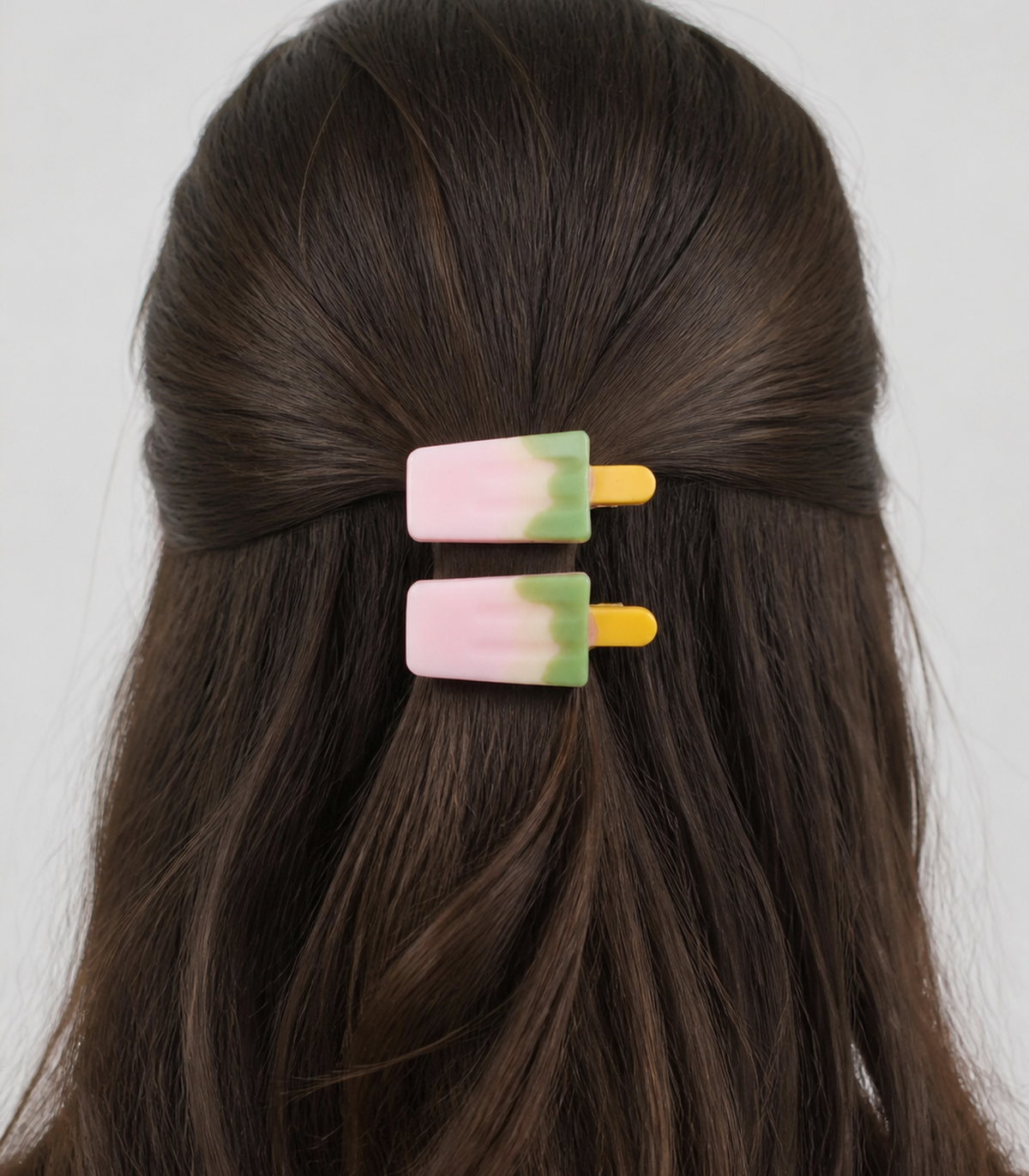 Pink Green Popsicle Clip Pair in a styled editorial view