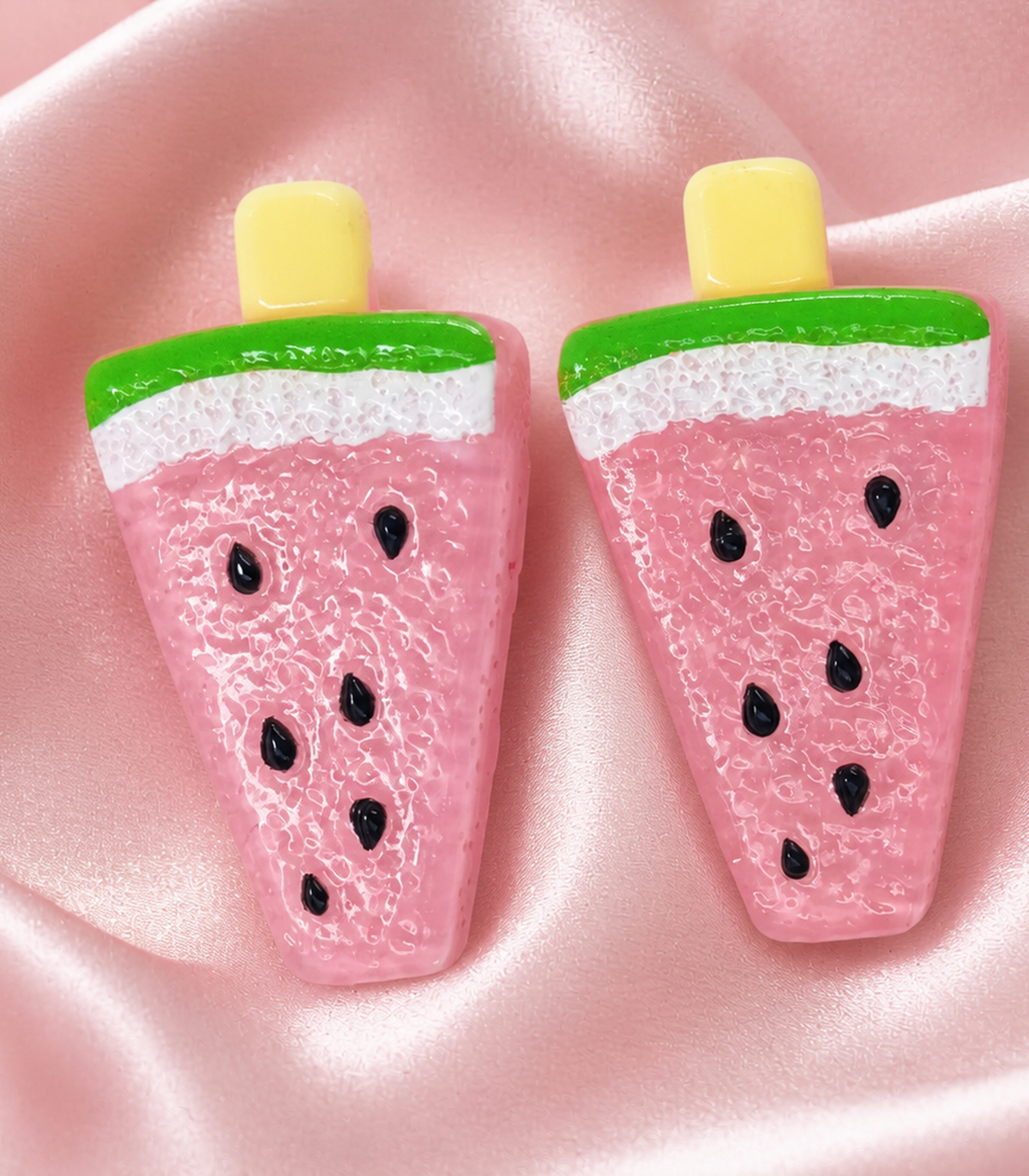 Pink Watermelon Barrette Pair close-up view
