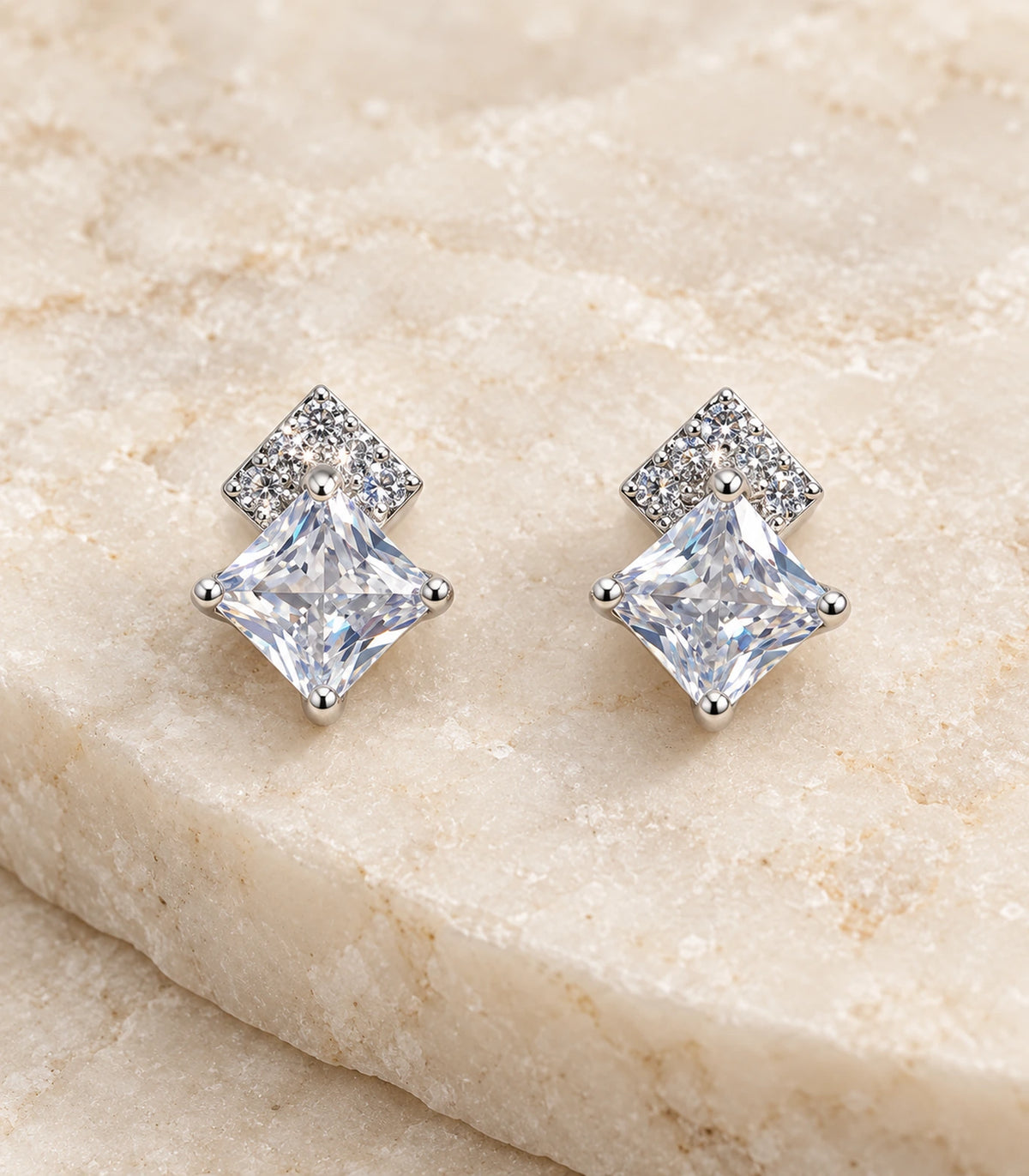 Close view of the matching Silver Princess Crystal Kite Stud Earrings