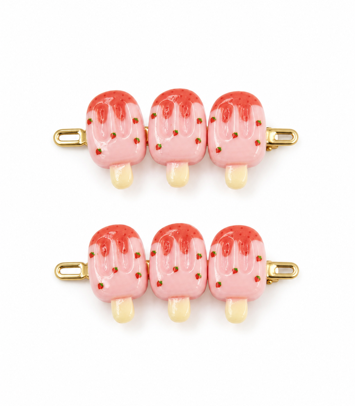 Strawberry Iced Pop Trio Clip Pair on a white background
